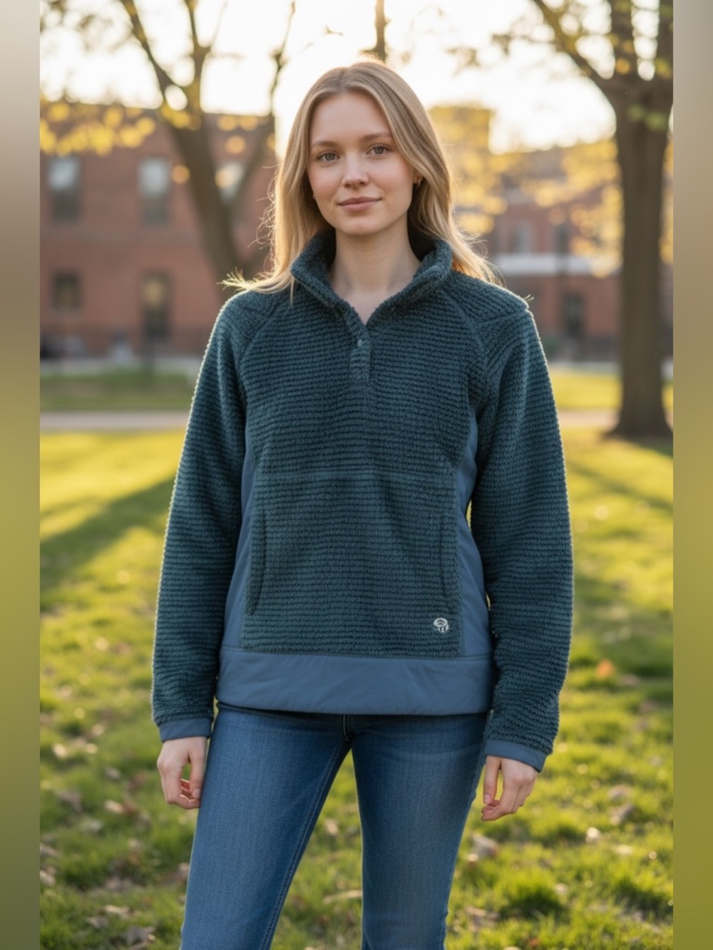 Mountain Hardwear Women's Monkey Polartec Fleece Pullover Green Size Small EUC‎